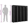 vidaXL Wardrobe with 4 Compartments Black 175x45x170 cm