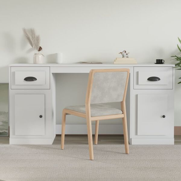 vidaXL Desk with Cabinet White Engineered Wood