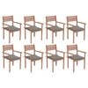 vidaXL Stackable Garden Chairs with Cushions 8 pcs Solid Teak Wood