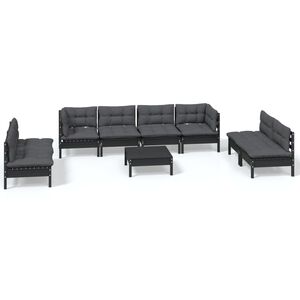 vidaXL 9 Piece Garden Lounge Set with Cushions Solid Pinewood