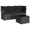 vidaXL 4 Piece Garden Sofa Set with Cushions Black Poly Rattan