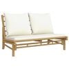 vidaXL 3 Piece Garden Lounge Set with Cream White Cushions Bamboo