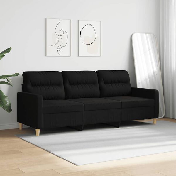 vidaXL 3-Seater Sofa Black 180 cm Fabric