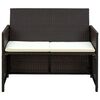 vidaXL 2 Seater Garden Sofa with Cushions Brown Poly Rattan