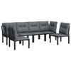 vidaXL 6 Piece Garden Lounge Set Black and Grey Poly Rattan