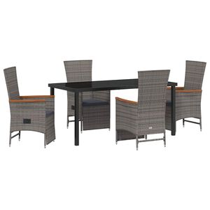 vidaXL Garden Dining Set 5 pcs Grey Poly Rattan