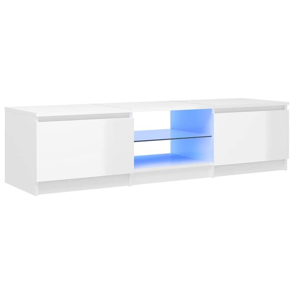 vidaXL TV Cabinet with LED Lights High Gloss White 140x40x36 cm