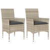 vidaXL Garden Chairs with Cushions 2 pcs Light Grey Poly Rattan