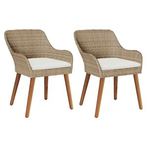 vidaXL Garden Chair 2 pcs Beige Poly Rattan