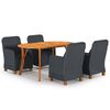 vidaXL 5 Piece Garden Dining Set Dark Grey