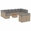 vidaXL 13 Piece Garden Sofa Set with Cushions Beige Poly Rattan