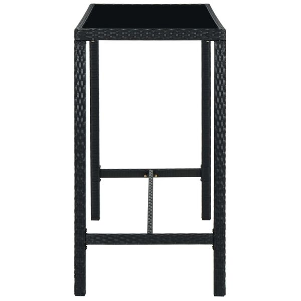 vidaXL Garden Bar Table Black 130x60x110 cm Poly Rattan and Glass