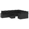 vidaXL 10 Piece Garden Sofa Set with Cushions Black Poly Rattan