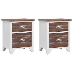 vidaXL Cabinet | Set of 2 | Brown and White | Paulownia wood and Plywood