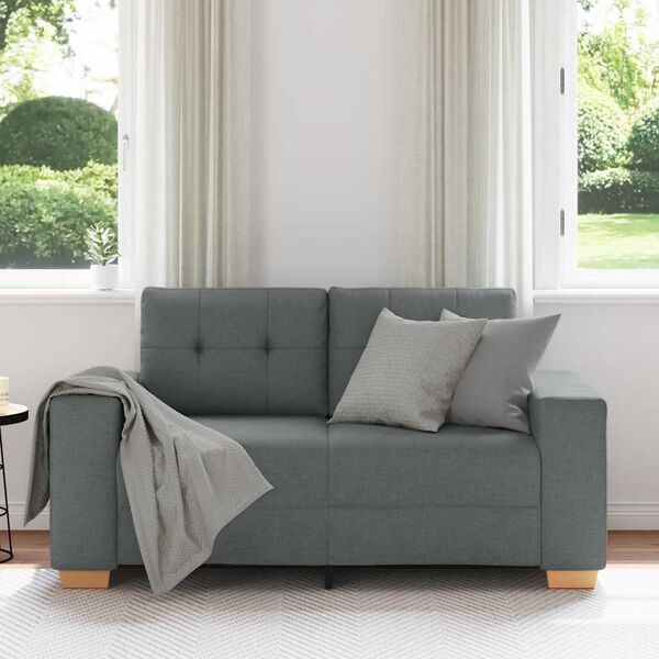 vidaXL Loveseat Sofa Dark Grey 120 cm Fabric