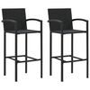 vidaXL Bar Stools 2 pcs Black Poly Rattan