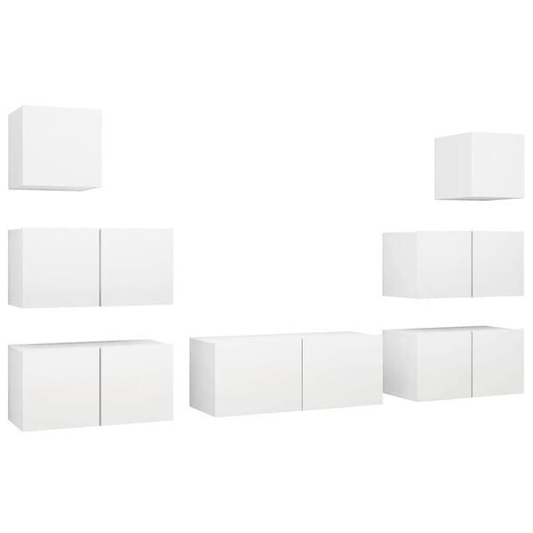 vidaXL 7 Piece TV Cabinet Set White Engineered Wood