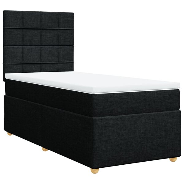 vidaXL Box Spring Bed with Mattress Black King Single Fabric