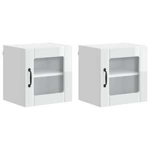 vidaXL Wall Glass Cabinet LUCCA 2 pcs High Gloss White Engineered Wood