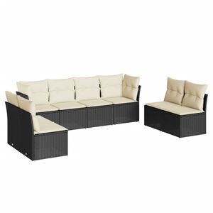vidaXL 8 Piece Garden Sofa Set with Cushions Black Poly Rattan