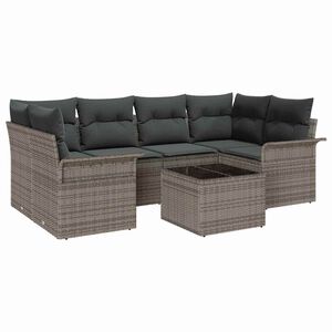 vidaXL Garden Sofa Set 7 pcs Grey Poly rattan