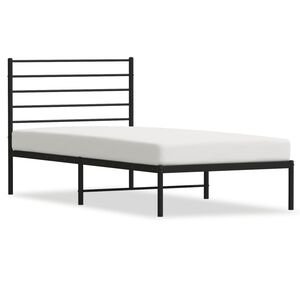 vidaXL Metal Bed Frame without Mattress with Headboard Black 107x203cm