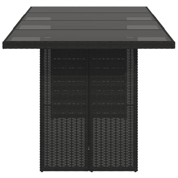 vidaXL Garden Table with Glass Top Black 190x80x74 cm Poly Rattan