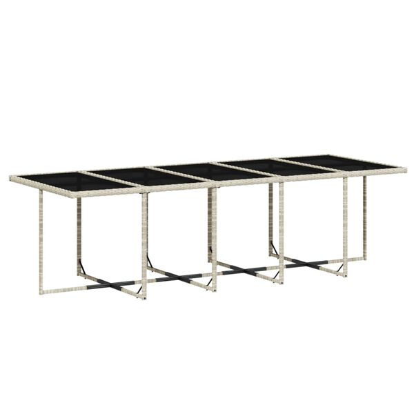 vidaXL 15 Piece Garden Dining Set with Cushions Light Grey Poly Rattan