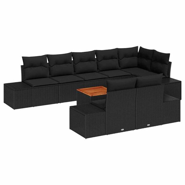 vidaXL Garden Sofa Set 9 pcs Black