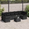 vidaXL Garden Sofa Set with Cushion 8 pcs Black Poly Rattan