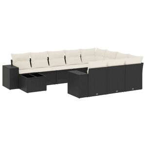 vidaXL 11 Piece Garden Sofa Set with Cushions Black Poly Rattan