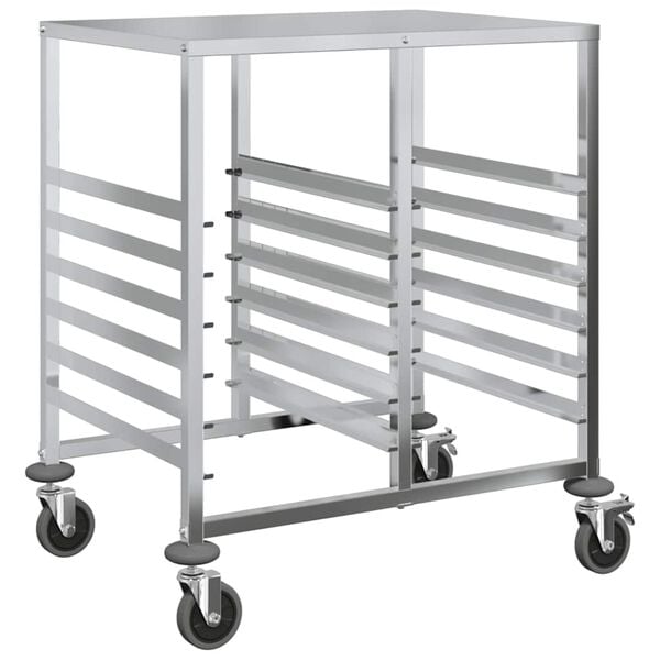 vidaXL Tray Trolley with 12 GN Containers 75x55x87 cm Stainless Steel