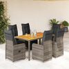 vidaXL 7 Piece Garden Bistro Set with Cushions Grey Poly Rattan