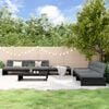 vidaXL 6 Piece Garden Lounge Set with Cushions Black Solid Wood