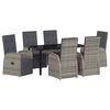 vidaXL Garden Dining Set 7 pcs Grey Poly Rattan