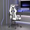 vidaXL Swivel Gaming Chair with Footrest White&Black Faux Leather