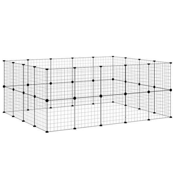 vidaXL 36-Panel Pet Cage with Door Black 35x35 cm Steel