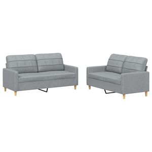 vidaXL 2 Piece Sofa Set with Cushions Light Grey Fabric
