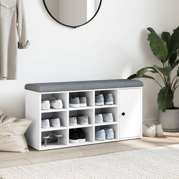 vidaXL Shoe Bench White 102x32x50 cm Engineered Wood