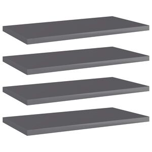 vidaXL Bookshelf Boards 4 pcs High Gloss Grey 40x20x1,5 cm Engineered Wood