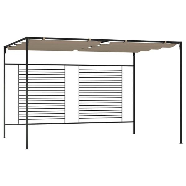 vidaXL Gazebo with Retractable Roof 3x4x2.3 m Taupe 180 g/m&sup2;