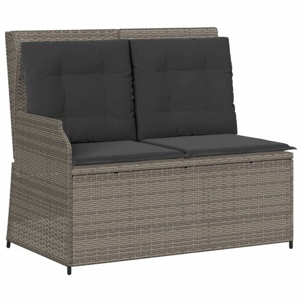 vidaXL 3 Piece Garden Sofa Set with Cushions Grey Poly Rattan