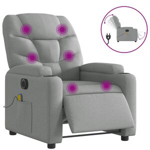 vidaXL Electric Massage Recliner Chair Light Grey Fabric