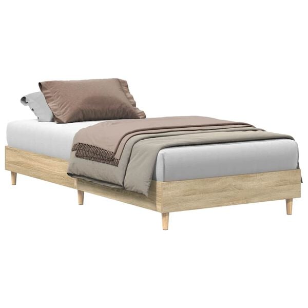 vidaXL Bed Frame No Mattress Sonoma Oak 90x190 cm Single Engineered Wood