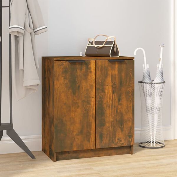 vidaXL Shoe Cabinet Smoked Oak 59x35x70 cm Engineered Wood