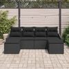 vidaXL Sofa Set with Cushion 6 pcs Black Poly Rattan