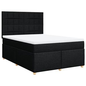 vidaXL Box Spring Bed with Mattress Black Double Fabric