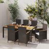 vidaXL 7 Piece Outdoor Dining Set with Cushions Poly Rattan Black
