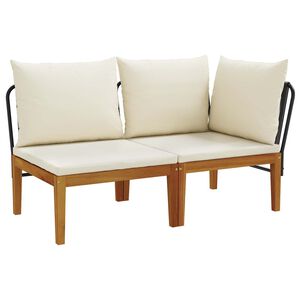 vidaXL 2 pcs Garden Lounge Set with Cushions Solid Acacia Wood & Rope