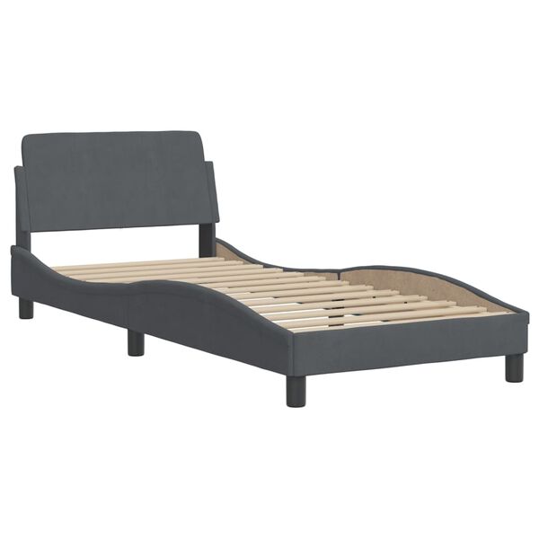 vidaXL Bed Frame without Mattress "Hanko" Dark Grey 90x190 cm Velvet
